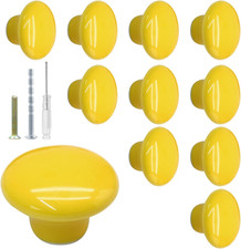 10 Pack Yellow Ceramic Kitchen Cabinet Knobs Pulls, 32 mm/1.26 Inch Retro Vintag