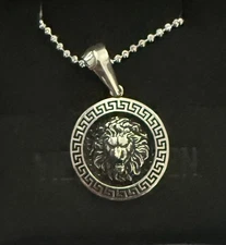 Yield Of Men Sterling Silver Oxidized Fierce Lion Pendant Necklace New in Box
