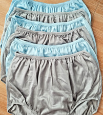6 Nylon Panties/ High Waisted/ Double Nylon Layer Crotch/Light Blue  Grey / XL