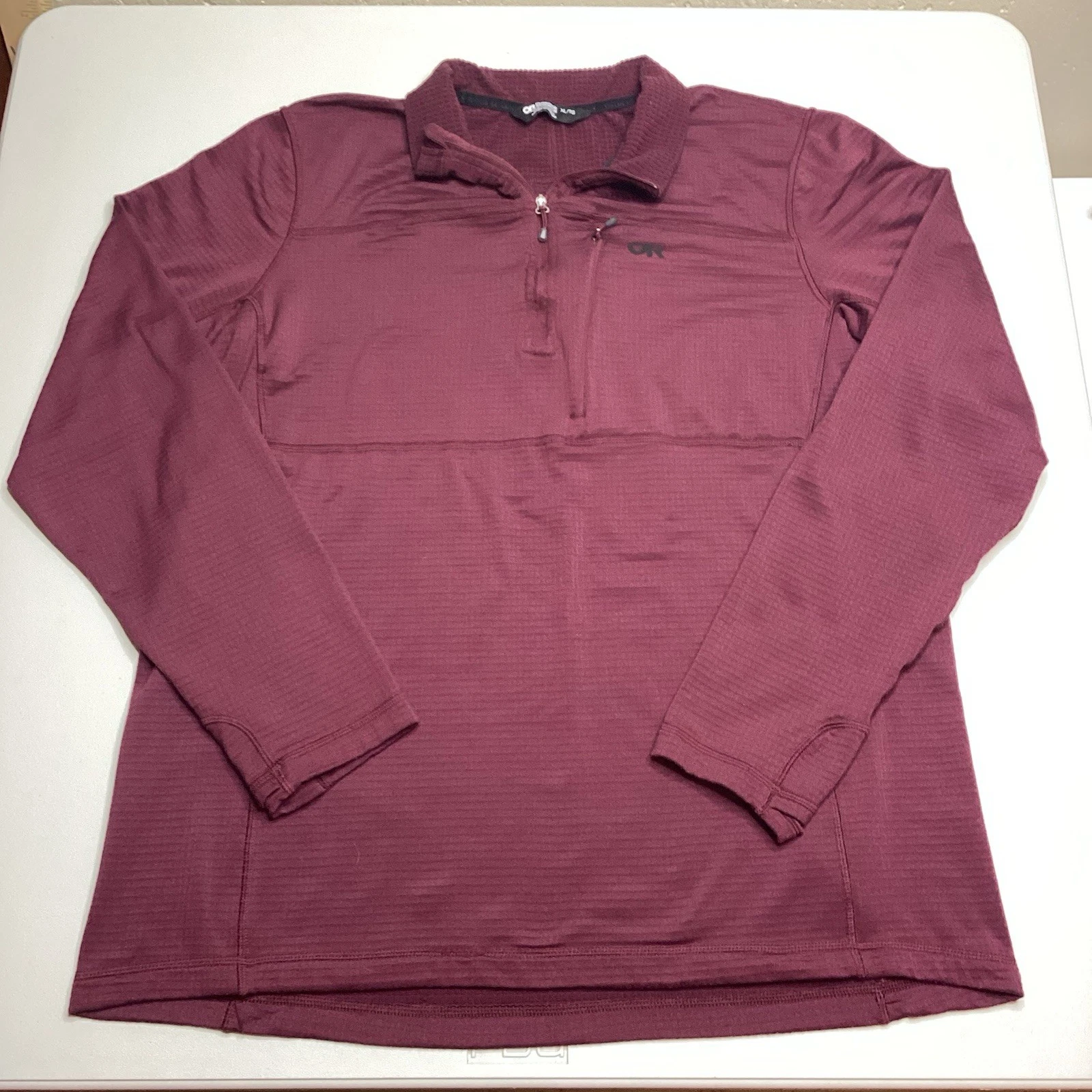 Outdoor Research Vigor Shirt Mens XL Maroon 1/4 Zip Long Sleeve Grid Back Fleece