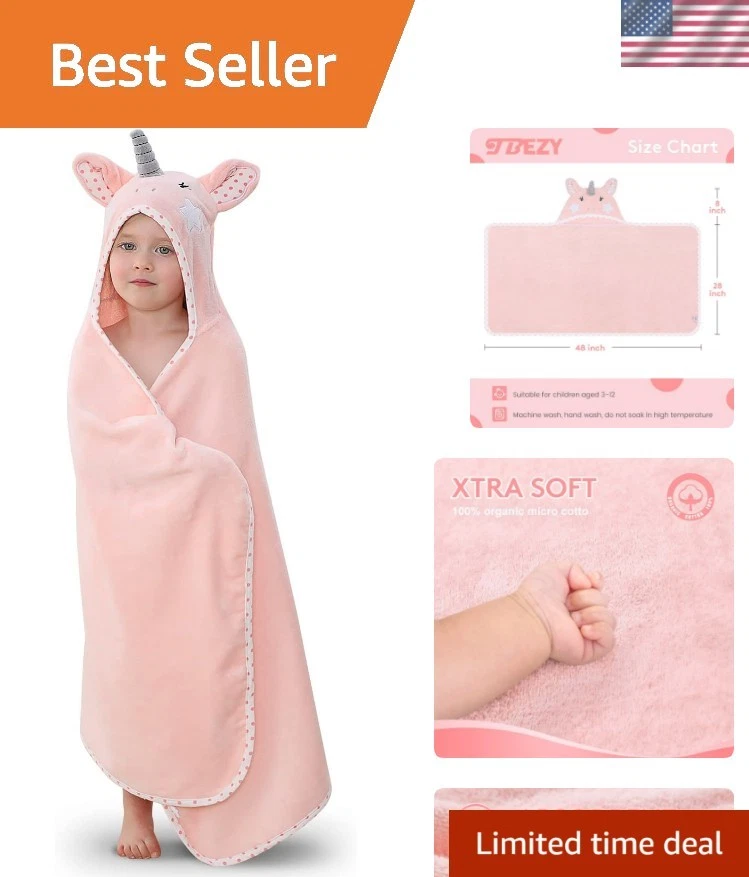 Hooded Towel for Kids 100% Cotton Ultra Soft with Unique Animal Design Large ...