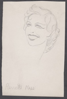 Pierette Madd Film cinema actrice actress Portrait dessin drawing Caulaert