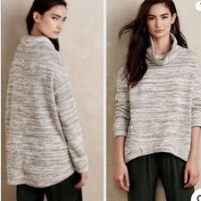 Anthropologie Saturday Sunday Marbled Gray Cowl Neck Pullover Sweater size xs