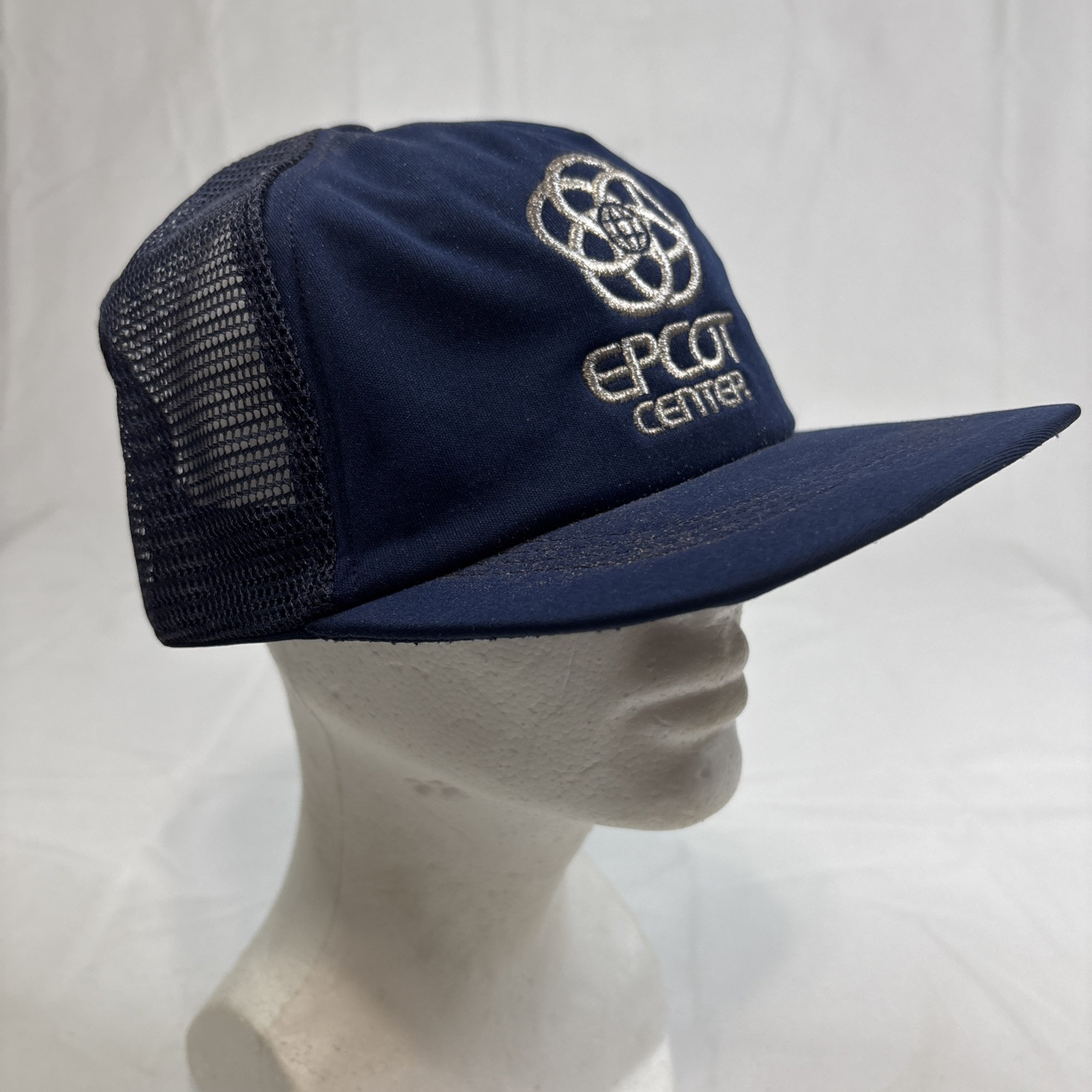 Vintage Disney Epcot Center Trucker Hat Navy Blue Adjustable SnapBack