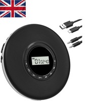 Portable CD Player with 3.5mm AUX Port & Customizable EQ for Home/Car