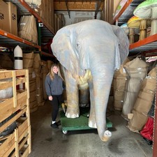 Giant Elephant Life Size Resin Statue Jungle Safari Theme Display Prop Decor