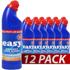 Easy 24 Hour Thick Bleach 12x 750ml 99.9% Toilet Cleaner Bleach For Bathrooms 2.82 per litre