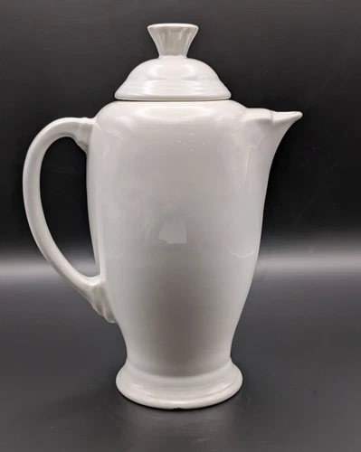 Fiesta Ware Coffee Pot Vintage White  Ceramic Covered Server With Lid Retired
