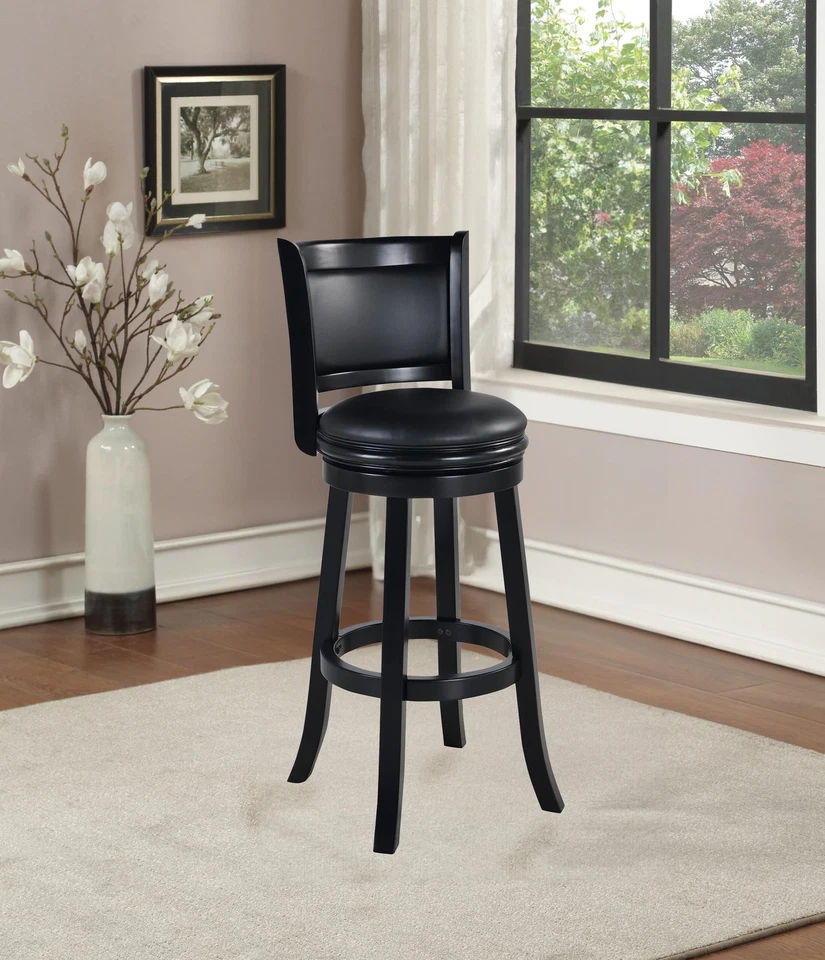 Augusta Extra Tall Swivel Bar Stool Black Faux Leather Kitchen Seating 80 Cha... - Image 2 of 4