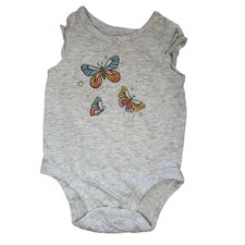 Carters Baby Infant Girls Gray Butterfly Sleeveless Bodysuit One piece 3 Months