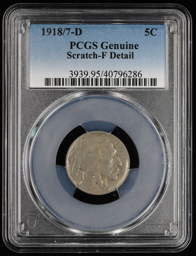 1918 / 7 D 5C Buffalo Nickel PCGS F Detail - Picture 1 of 4