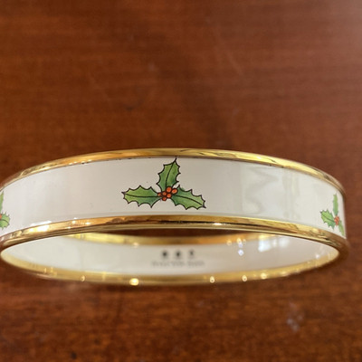 Holly Halcyon Days Large Bracelet Handcrafted England Enamel Botanical 18k Plate