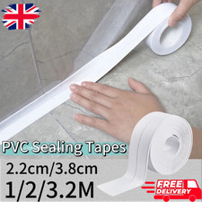 PVC Self Adhesive Caulk Tape Waterproof Kitchen Bathroom Seal Strip 3.2M White