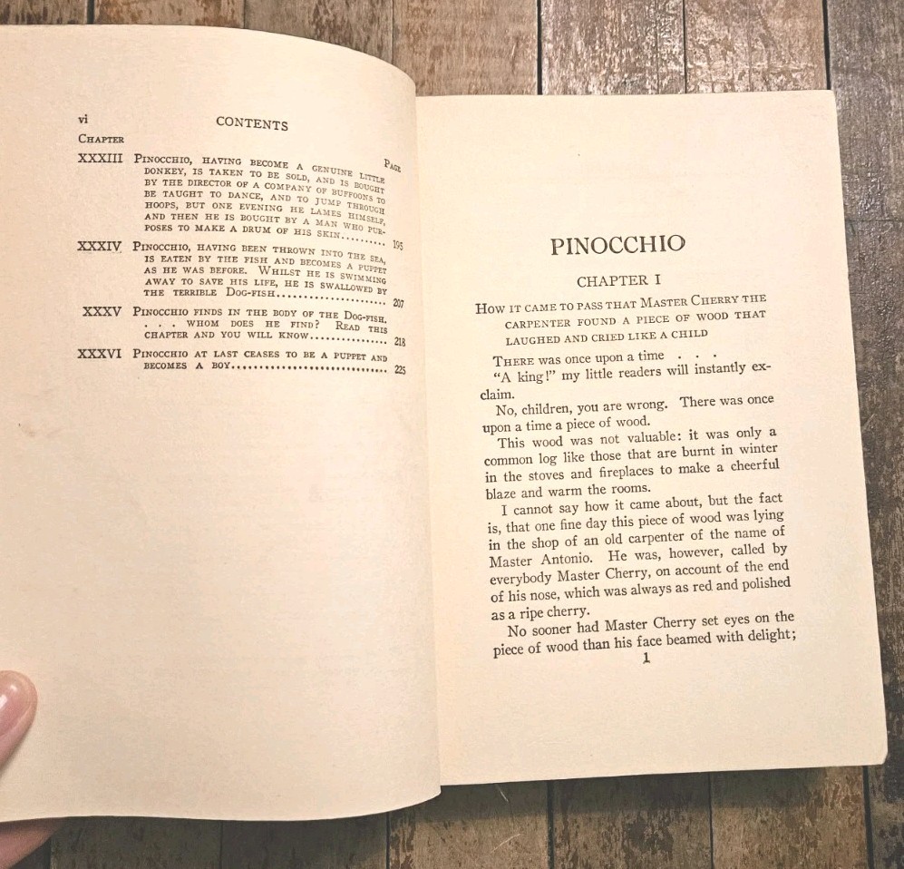 Early 1900s. Pinocchio by C. Collodi | Hardcover Antique Classic Book Orange