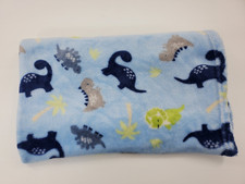 Parent's Choice Blue Dinosaur Baby Blanket Plush Boy Palm Tree B32