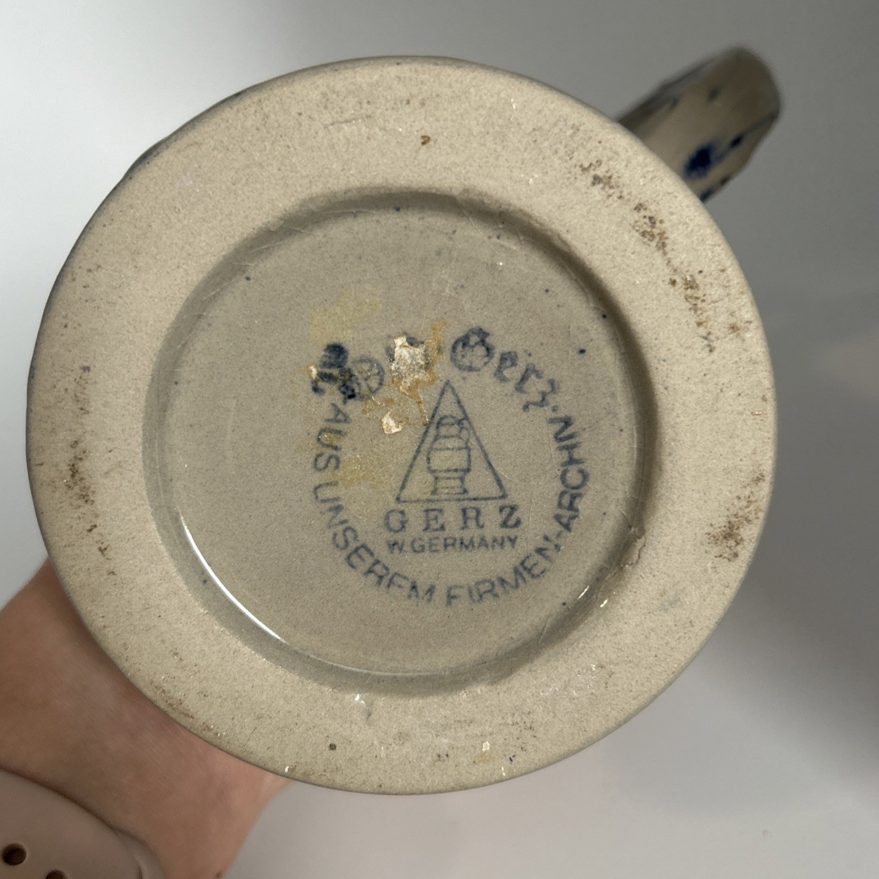 Vintage Gerz German Ceramic Beer Stein with Pewter Lid