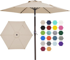 7.5FT Patio Umbrella Outdoor Market Umbrella with 6 Sturdy Ribs, Push Button Til