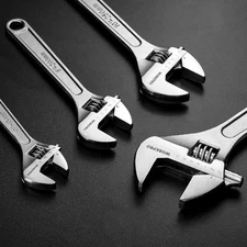 WORKPRO 4-piece Adjustable Wrench Set, Forged, Heat Treated, Chrome-plated USA