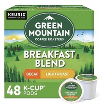 Green Mountain Breakfast Blend Decaf Coffee Keurig K-Cup Pods Light Roast 48/Box