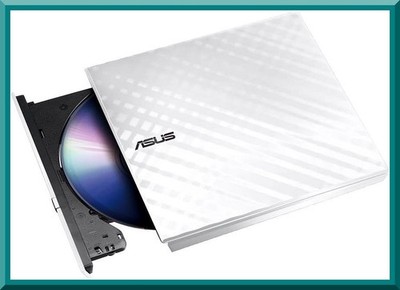 Asus SDRW-08D2S-U LITE | Externer DVD-/CD-Brenner USB | schlankes Design | Weiß