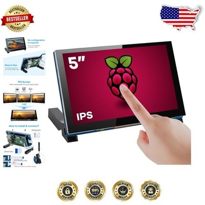 Vibrant 5'' IPS Touchscreen Monitor for Raspberry Pi 5/4/3, 800x480, Easy Setup