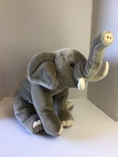 FAO SCHWARZ Large Elephant with Tusks Plush Stuffed Animal 12"sitting 21" long