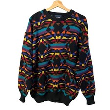 Vintage 80s Mark Shale Mens Wool Blend Aztec Sweater Sz 50 Geometric Coogi Style