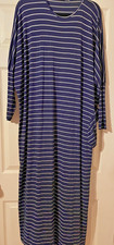 SALE - Benin Style Navy & White Stripe Long Sleeve Jersey Dress - Sz. 8