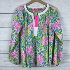 Lilly Pulitzer Womens Top Medium Camryn Tunic Multi Grove Garden Blouse NWT