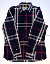 Burberry Men's Plaid Long Sleeve Button-Up Shirt Point Collar Size L