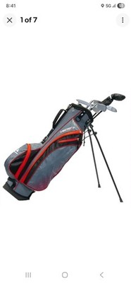 Longridge Vector+ Men Golf Set with Stand Bag 3w, Hybrid, 5,7,9,SW Putter 