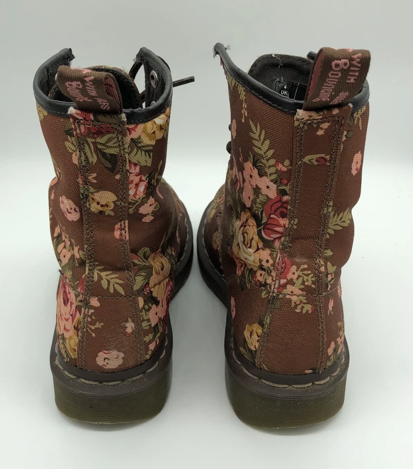 Dr Martens 1460 Victorian Roses Floral Canvas Women's 6 Brown Pink Combat Boots - Image 4 of 4