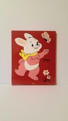 RARER Red Version PLAYSKOOL Easter Wooden Tray 6 Pc Puzzle PETER RABBIT #165-2
