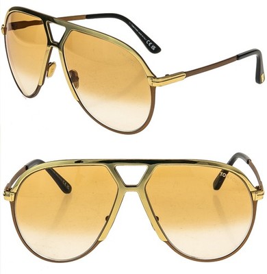 TOM FORD XAVIER TF1160 30F Gold Brown Aviator Sunglasses Authentic