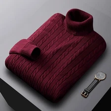 Mens~Turtleneck Knitted Pullover Casual Winter Warm Thick Sweater Tops Knitwear/