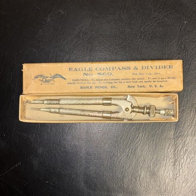 1894 Eagle Compass & Divider No. 569 Pencil Co NY w/ Original box Floral Design