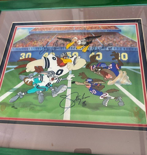Football Follies signed by HOF Taylor, Carson & Martin, WB artist w/COA