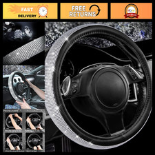 Sparkly Crystal Rhinestone Steering Wheel Cover - Bling Leather Protector 14.5-