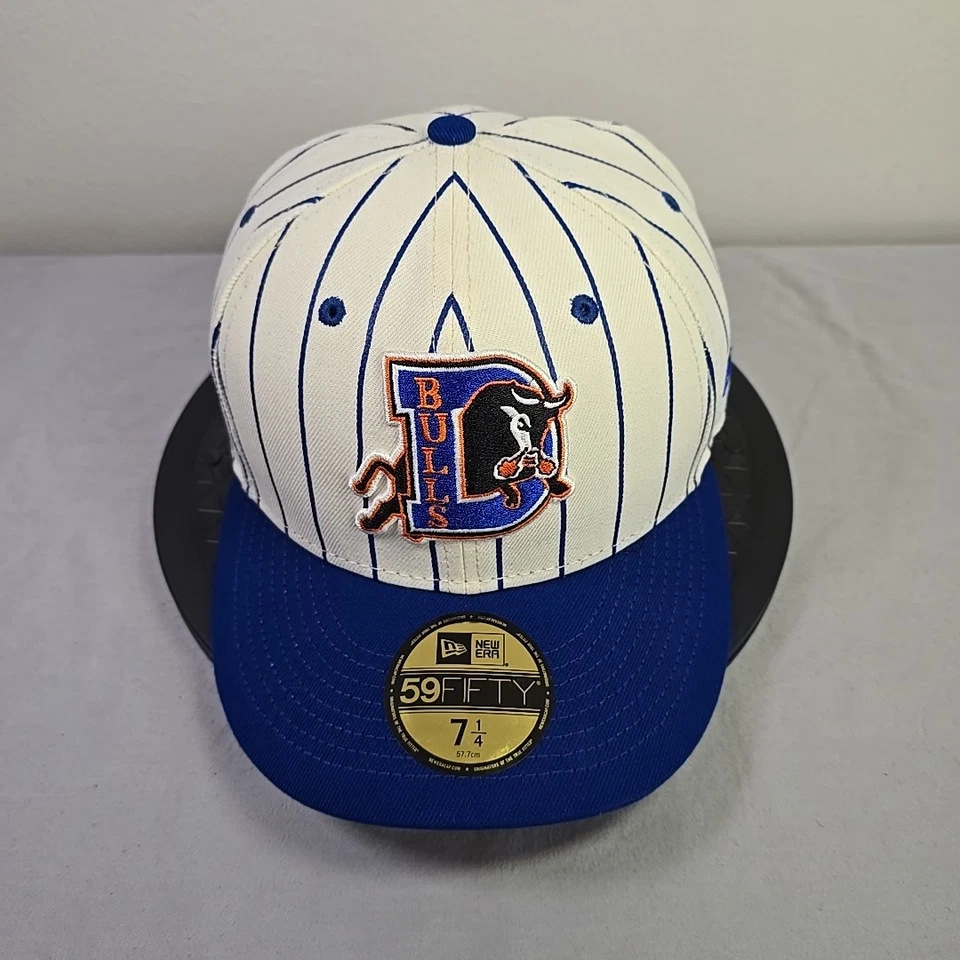 Gorra ajustada Durham Bulls a rayas 59FIFTY New Era 7 1/4 nueva con etiquetas MiLB Home Cap Foto 3 de 4