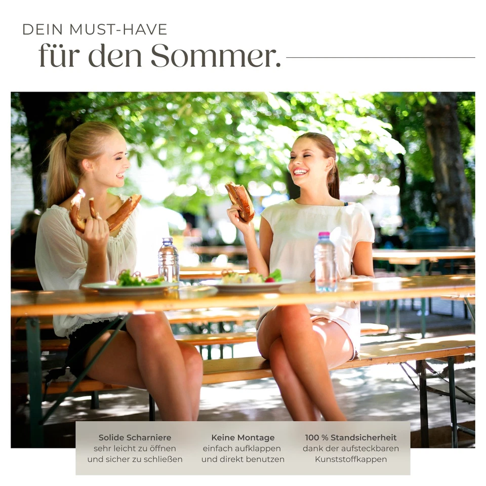 Bierzeltgarnitur Biertischgarnitur Biertisch klappbar mit Schirmhalterung - Bild 4 von 4