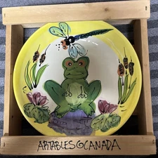 Artables  Decorative Original Bowl   Canada Crate Calgary Frog with Dragonfly