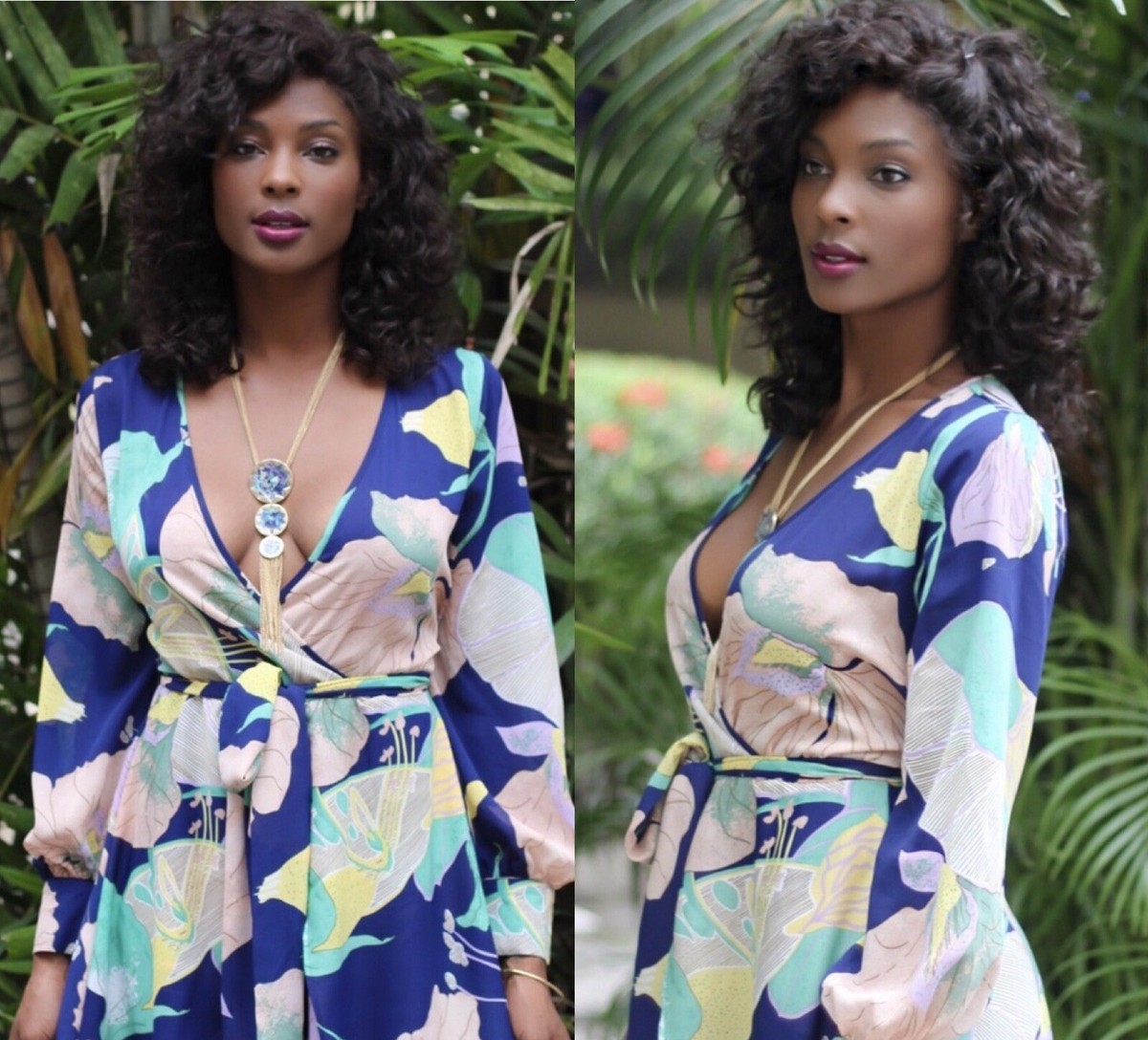 Xtaren Long Sleeve Floral Chiffon Maxi Dress. Size L