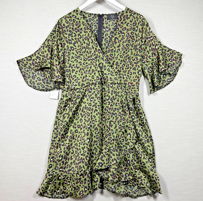 ax paris green leopard print dress Green Leopard Print High Neck Dress – AX Paris main image 1