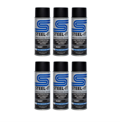 Steel-it 1012B Black Polyurethane Stainless Steel Spray 14oz Can (Pack of 6)