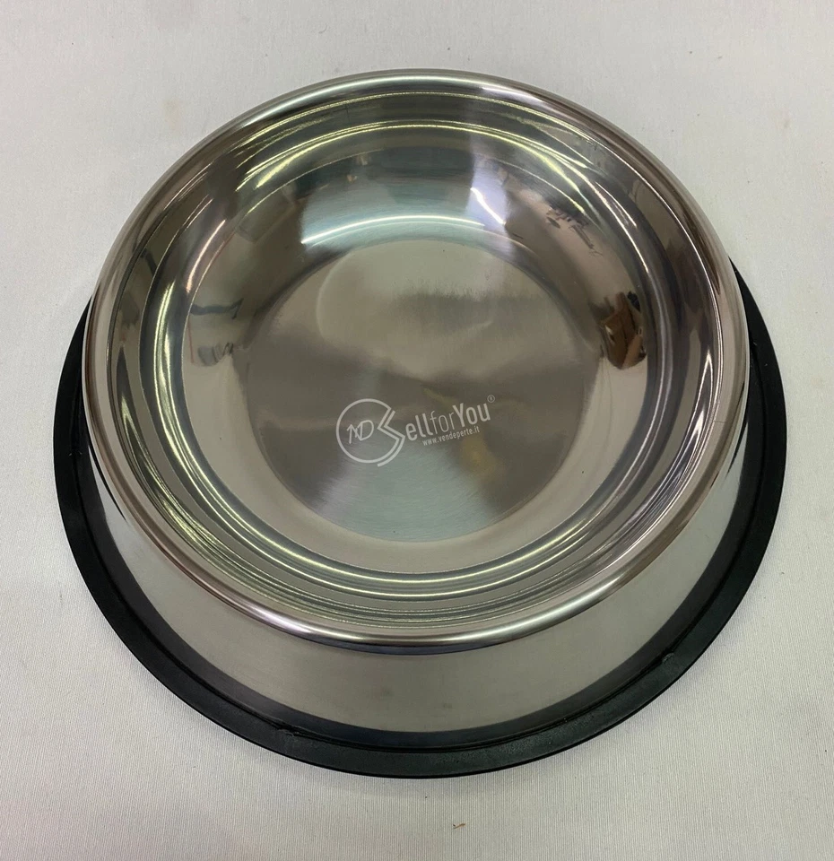Ciotola per cani in metallo argento antiscivolo 29/22 x 7 cm taglia L grande - Immagine 2 di 3