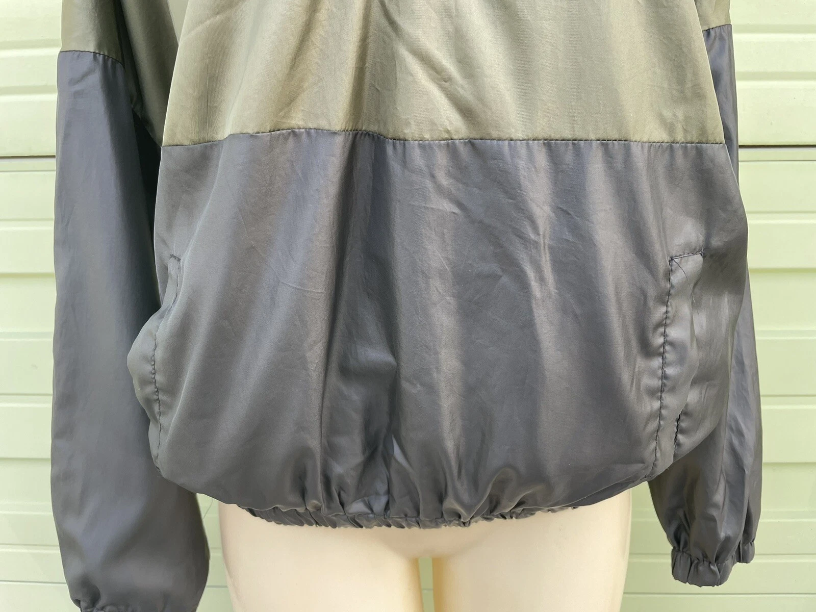 VETEMENTS LEGGI Giacca con cappuccio Miss London verde nera manica lunga cerniera anteriore taglia XL 2300