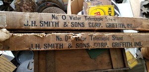 ANTIQUE CAMERA J.H. SMITH VICTOR TELESCOPIC STANDS/TRIPODS  W/ ORIGINAL BOXES