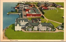 US Naval War College Newport Rhode Island Linen Postcard B98