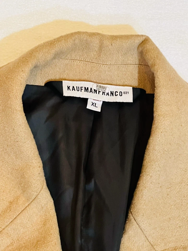 Coat Kaufmanfranco Sz X-LARGE Tan & Black Cropped Swing Pockets Pre-own - Image 3 of 4