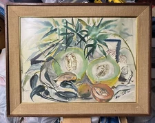 Eloise Smith Impressionist Style Still Life Exotic Fruits Acrylic Painting Large